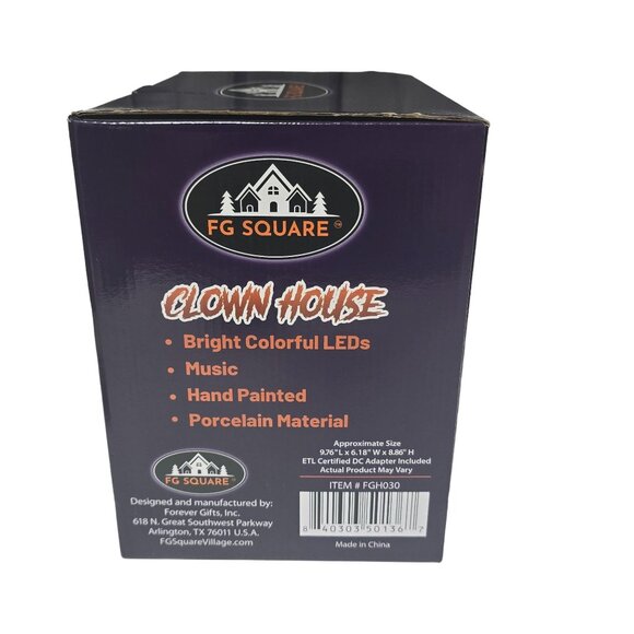 FG Square Musical Halloween Spooky Haunted LED Clown House Porcelain NIB - Picture 7 of 9